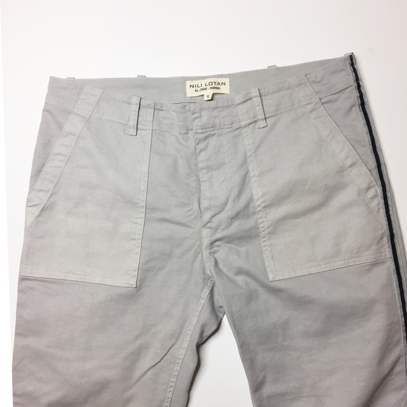 Nili Lotan Gray Jenna chinos navy tape ankle 8 - Picture 2 of 3